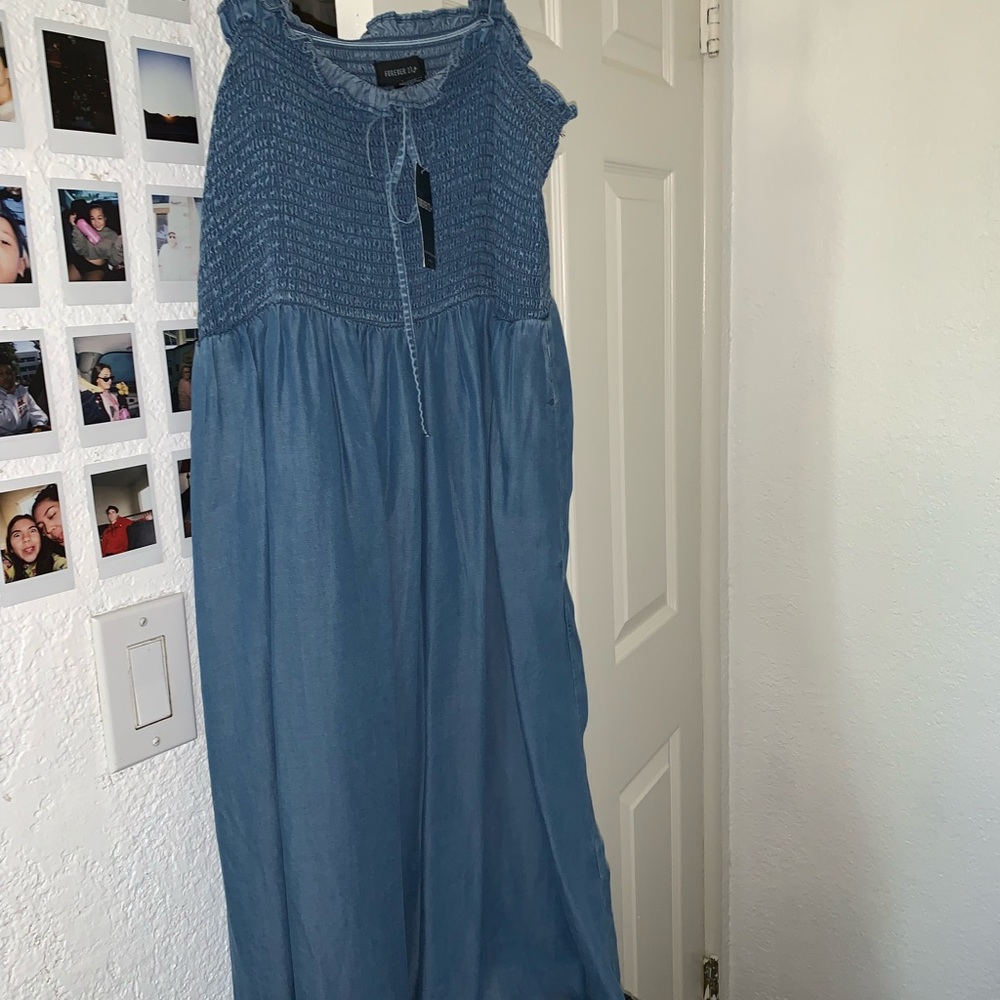 Beautiful denim blue denim color mini dress